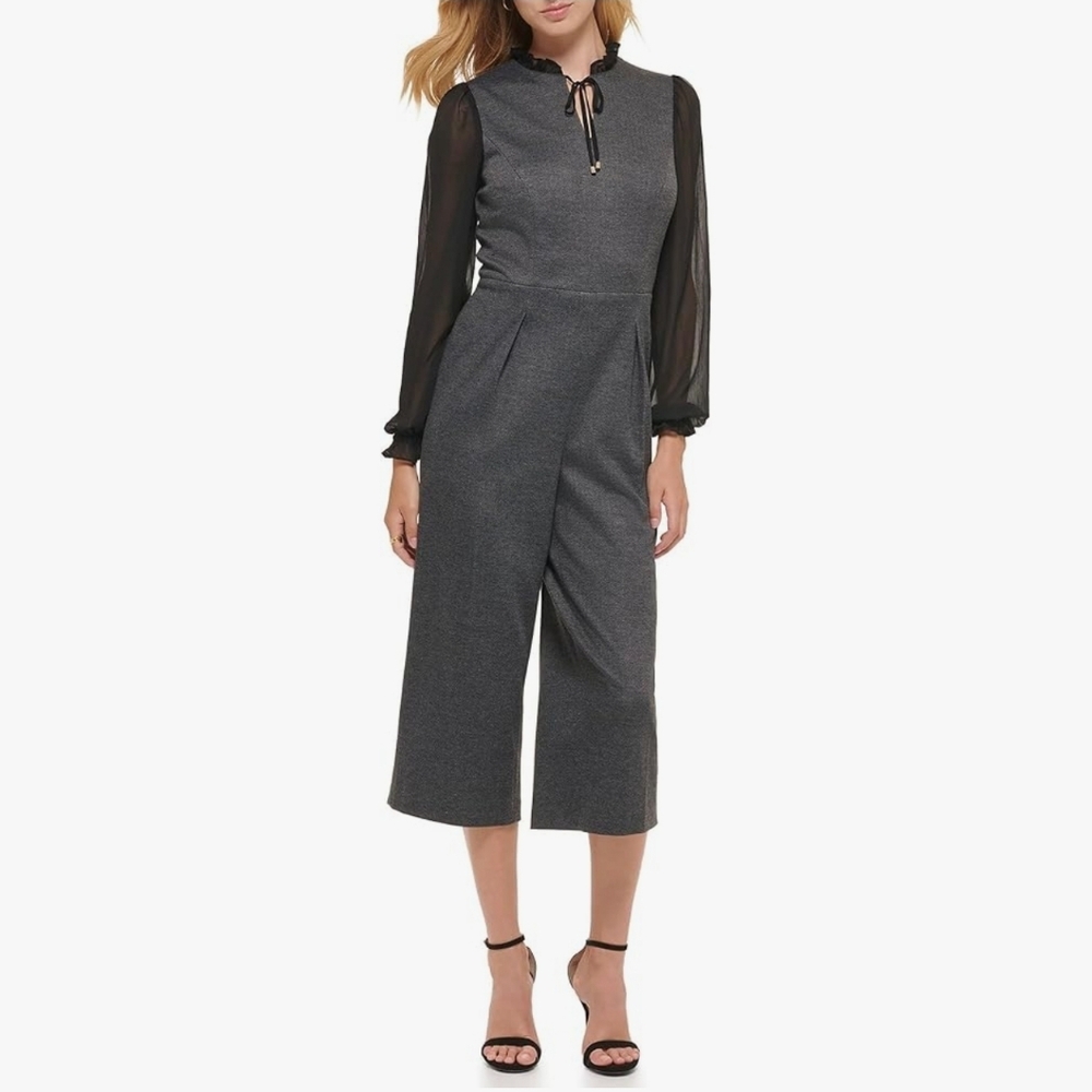 🌟 Gray Tommy Hilfiger Jumpsuit with Sheer Sleeves
